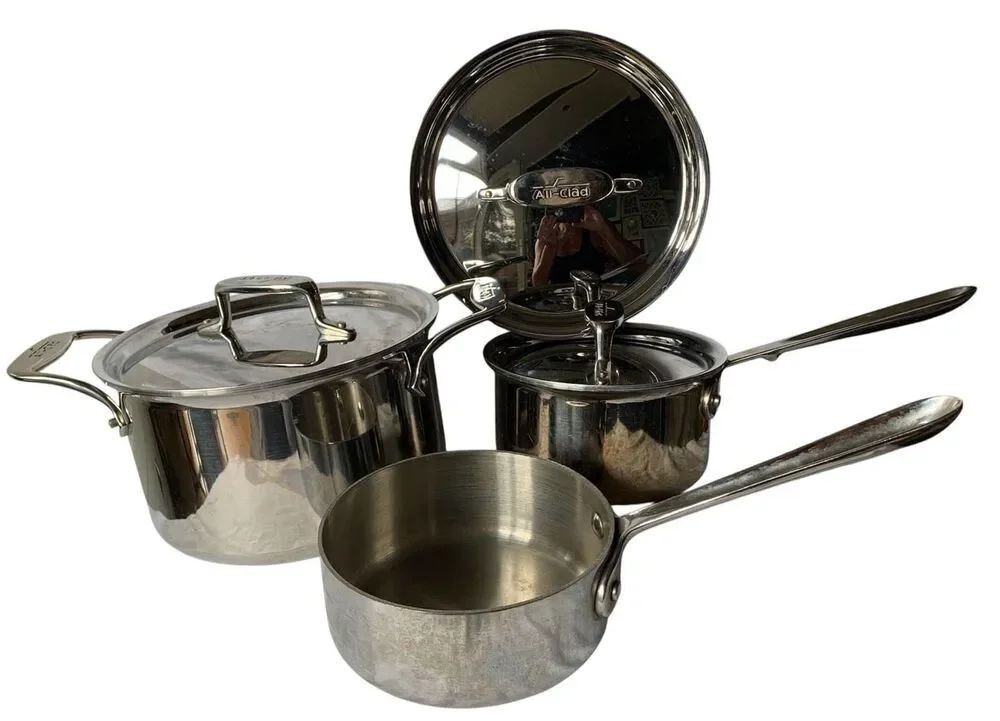 6 piece All-Clad Stainless Steel Pot Pan with Lids SET